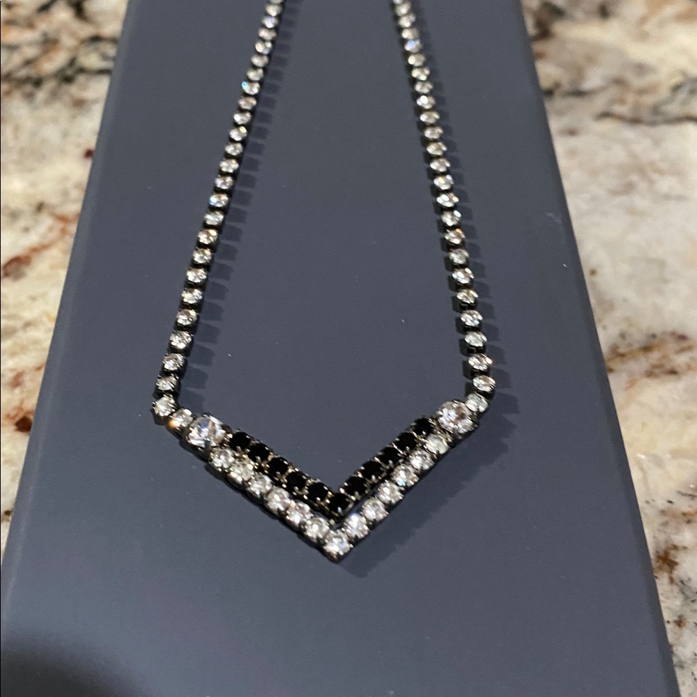 Vintage Black and Silver Rhinestone Necklace